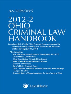 cover image of Anderson's Ohio Criminal Law Handbook